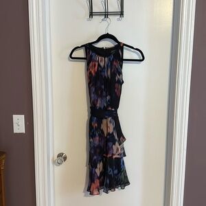 Tahari Arthur S. Levine chiffon mini watercolor dress